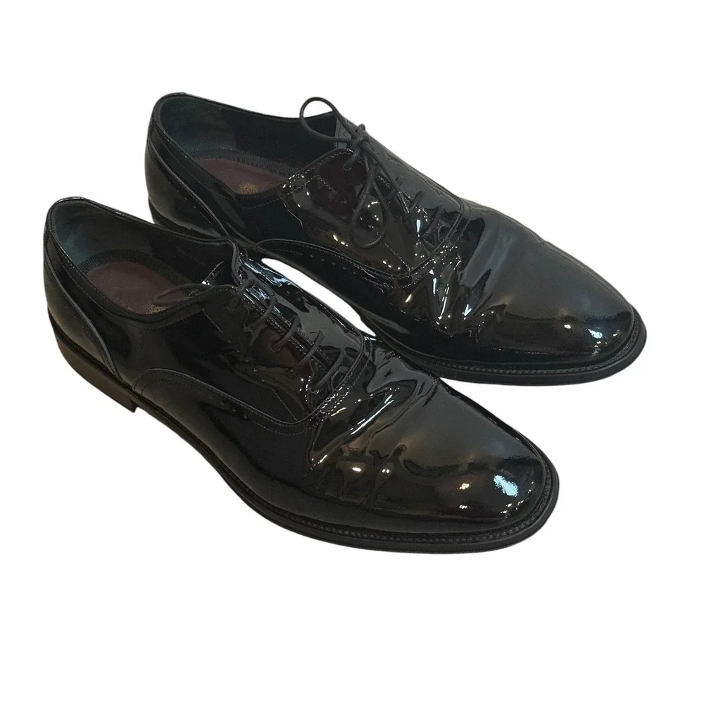 Bruno Magli Mens Black Patent Leather Oxford Dress Shoes Made in Italy Size 11
